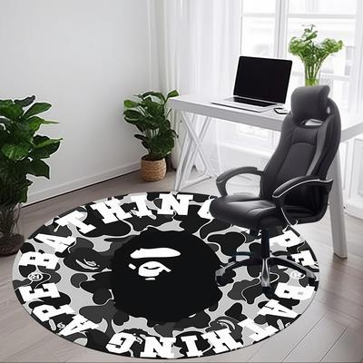 1 buc Covor Rotund Bape Camo pentru Birou, Covoraș de Interior Potrivit pentru Birou, Sub Scaune de Birou Dormitor Sufragerie Decor Acasă, Decor Cameră