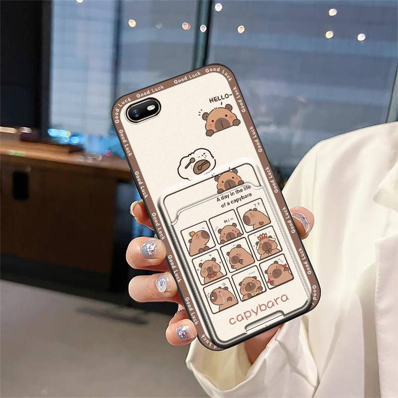 TPU Card sleeve Phone Case For OPPO A1K Card slot Silicone Fashion Design Anti-knock Graffiti protective Durable Cartoon