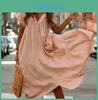 Elegante Vestido Maxi de Moda para Mujer Manga Corta Color Sólido Casual Boho Kaftán