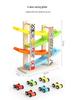 Children's Wooden Multi-Layer Racing Track Toy with Inertial Glider Cars