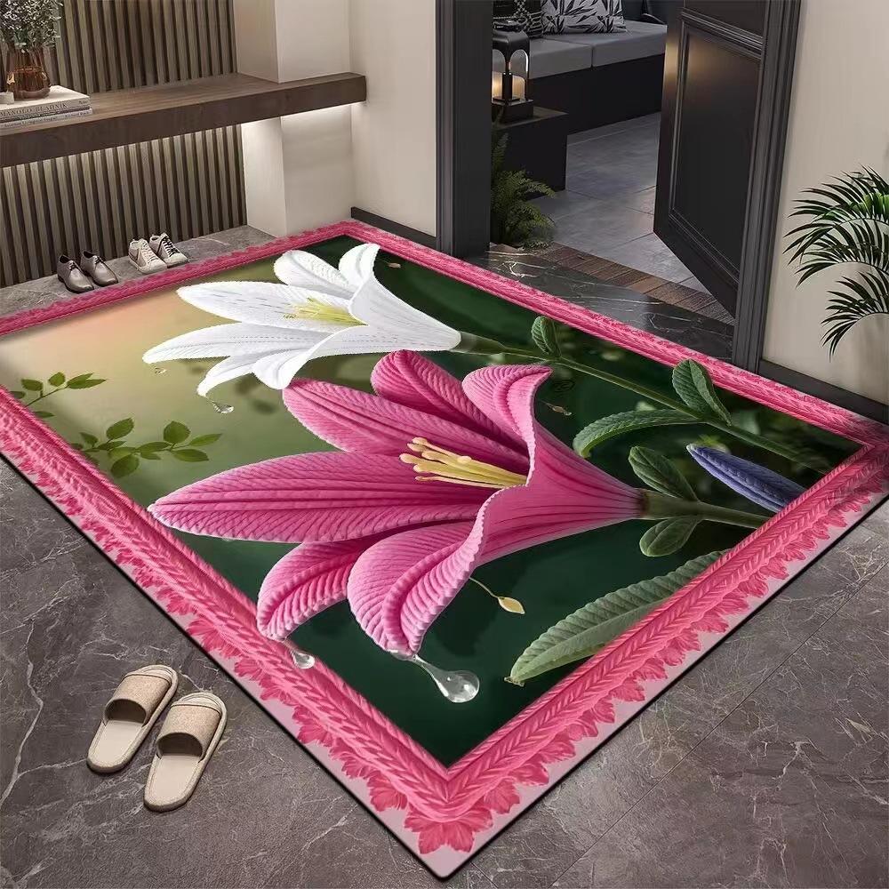 

3D Квітковий Килимок для Підлоги Ванна Кімната Абсорбуючий Килимок для Ніг Вітальня Диван Декоративний Килимок Килимок для Підлоги Спальні 40 * 60cm