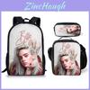 Mochila Estojo de Lápis Lancheira Billie Eilish 20L Nylon Casual Uso Diário