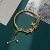 Traditional Engraved Auspicious Words, Enamel-painted Butterfly Bracelet, Chinese-style Exquisite Half-bracelet, Niche High-end Jewelry