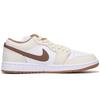 Jordan Air Jordan 1 Slip Resistant Abrasion Resistant Low Top Vintage Basketball Shoes Unisex White Brown DC0774-202(Team-SBOX)
