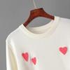 2024 Autumn/Winter Heart Flocking Embroidered Round Neck Long Sleeve Women’s Knit Sweater Pullover