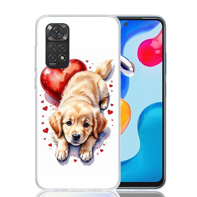 Lovely Puppy Heart Dogs Phone Case For Xiaomi Redmi Note 15 14 13 12S 12 Pro Plus 11S 11E 11 11T 10S 10 Art Soft Pattern Cover R