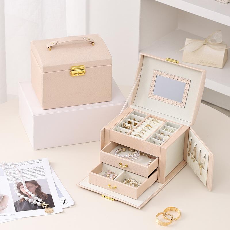 Jewelry Storage Box Black Multi-layer Hand Ring Necklace Jewelry Box with Lock Jewelry Box Jewelry Box Storage