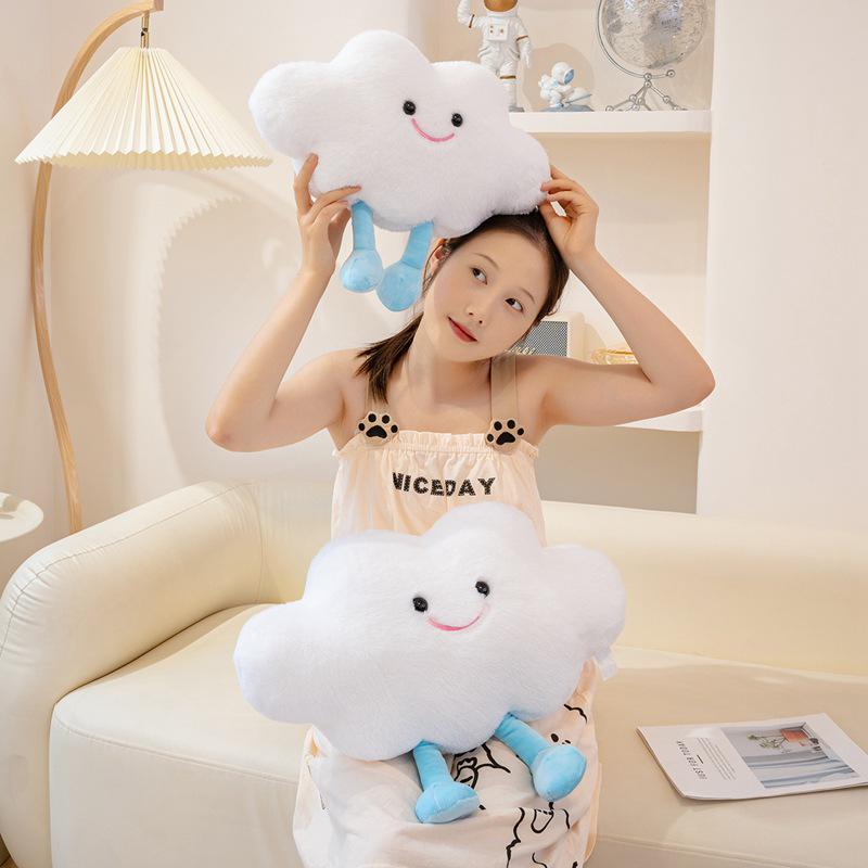 Nordic White Cloud Plush Throw Pillow – Cute Moon Cushion for Children's Bedside or Sofa Decor