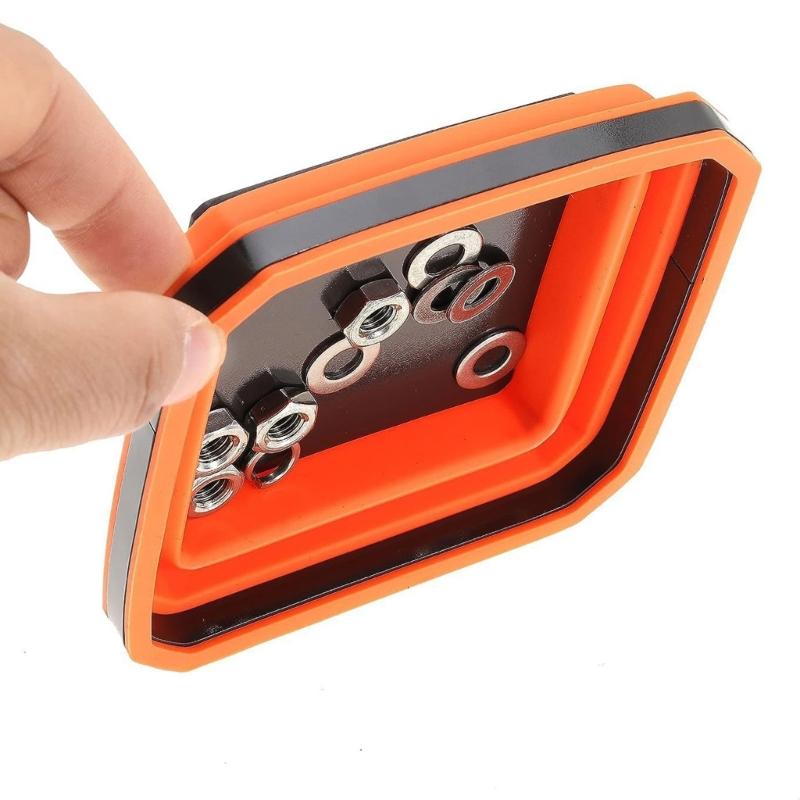 Compact Silicone Collapsible Magnetic Parts Organizer Trays Foldable Portable for Space Efficient Tool Organization 4pcs