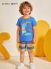 26 Summer New Boys' Plaid & Crocodile Print Shorts Set – European & American Style 2-Piece Outfit