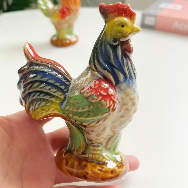 Ceramics Colorful Rooster and Hen Ornaments Ceramic Handicrafts Bedroom Desktop Decoration Housewarming Gift Outdoor Decorations