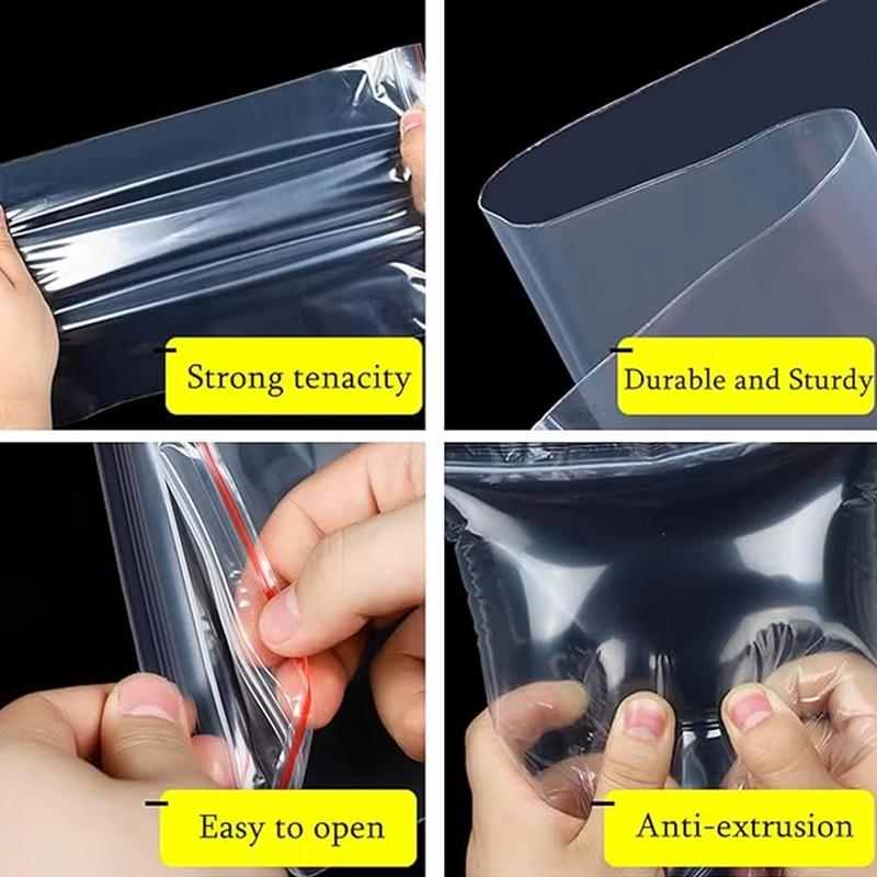 100Pcs Zip Lock Plastic Bags Reclosable Transparent Bag Vacuum Storage Bag Clear Bags Ziplock Food Storage Bags Thickness 0.08mm