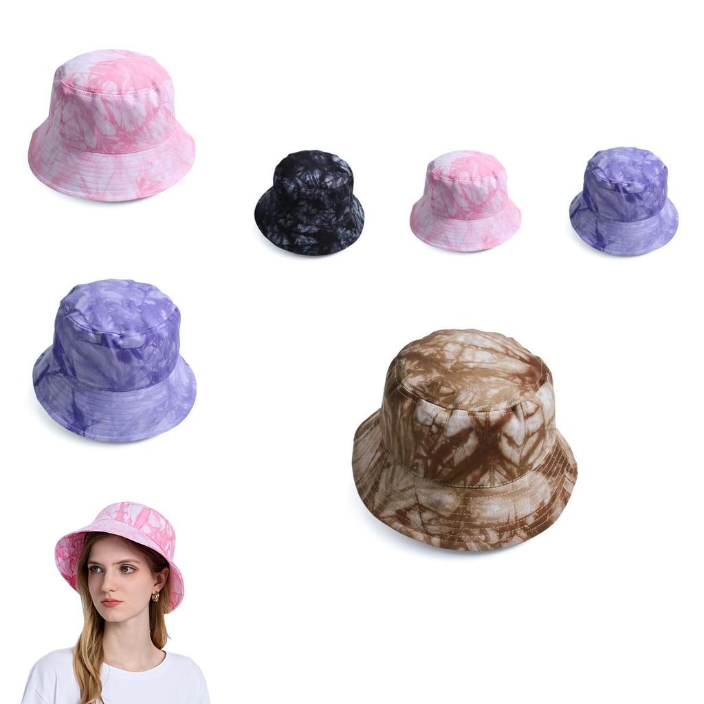Cotton Summer Tie Dyeing Fisherman Hat With Wide Brim Sun Protection For Outdoor Activities