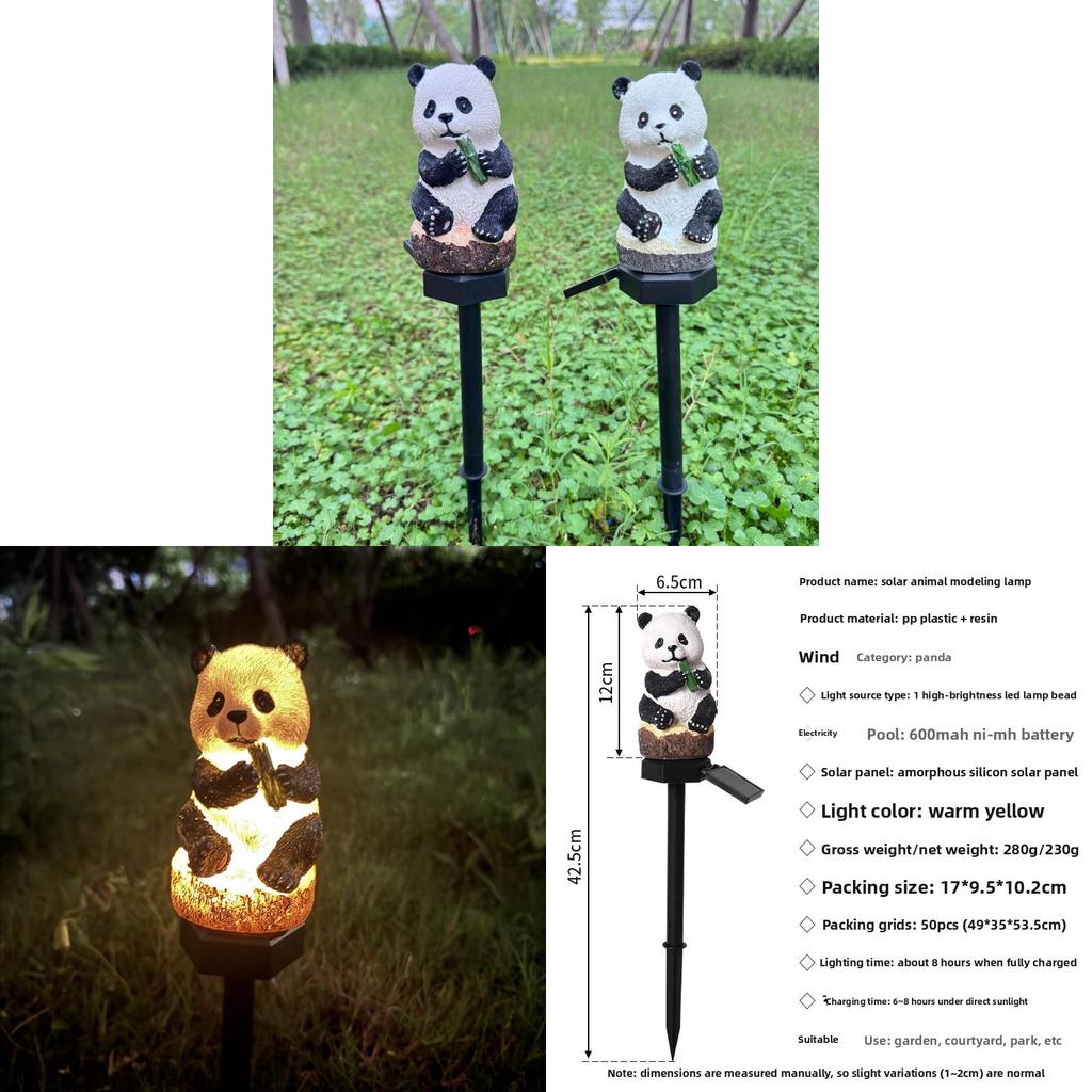 Solar Panda Lawn Decor Resin Animal Landscape Light With Energy Efficient Led For Garden Pathway