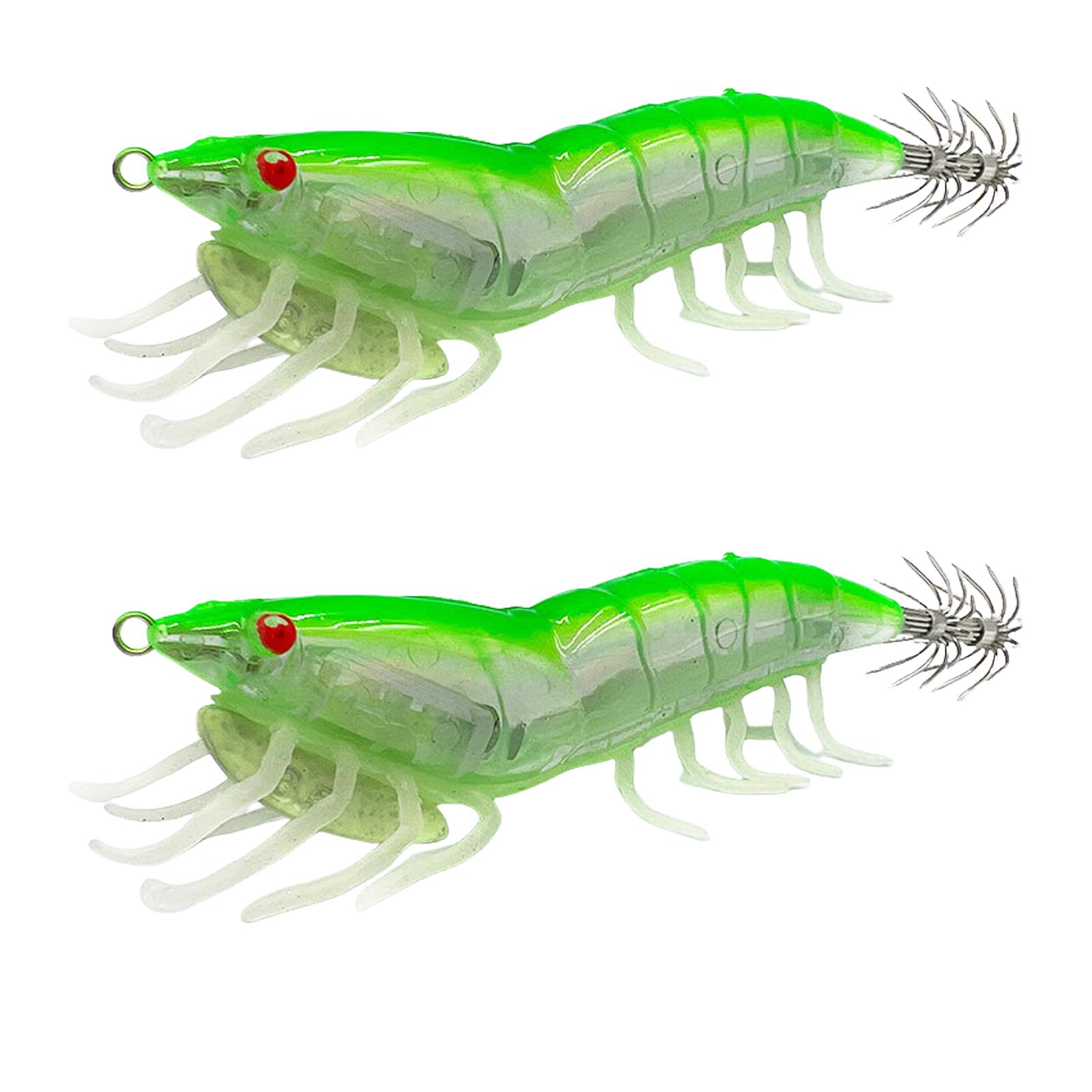 

1 Pair Artificial Baits Shrimp Lures Baits with Rings Bead Cuttlefish Hook Lures Glow Squid Jig Glow Jig Hook