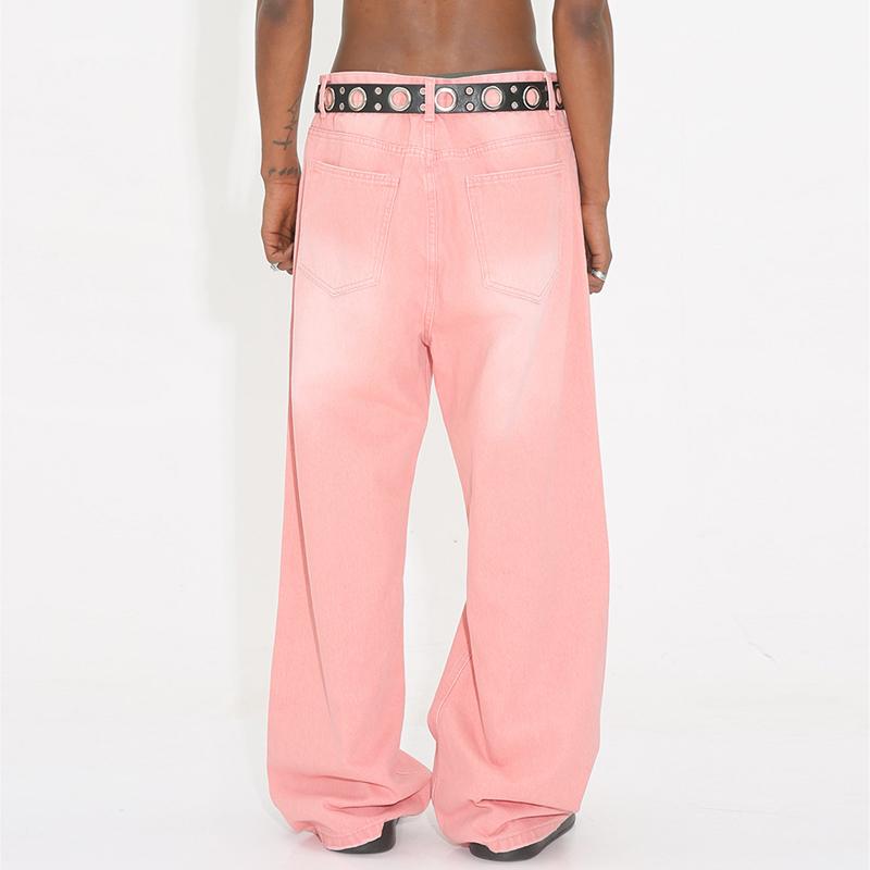 New Spring Denim Pants Men and Women High Quality Men's Denim Pants Jeans Retro Gradient Color Wide Leg Pant Men