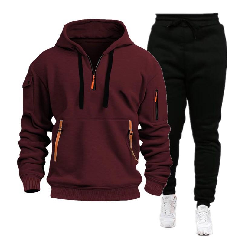 Men's 2024 Spring & Autumn Sports Zip Hoodie Sweatshirt & Sweatpants Set