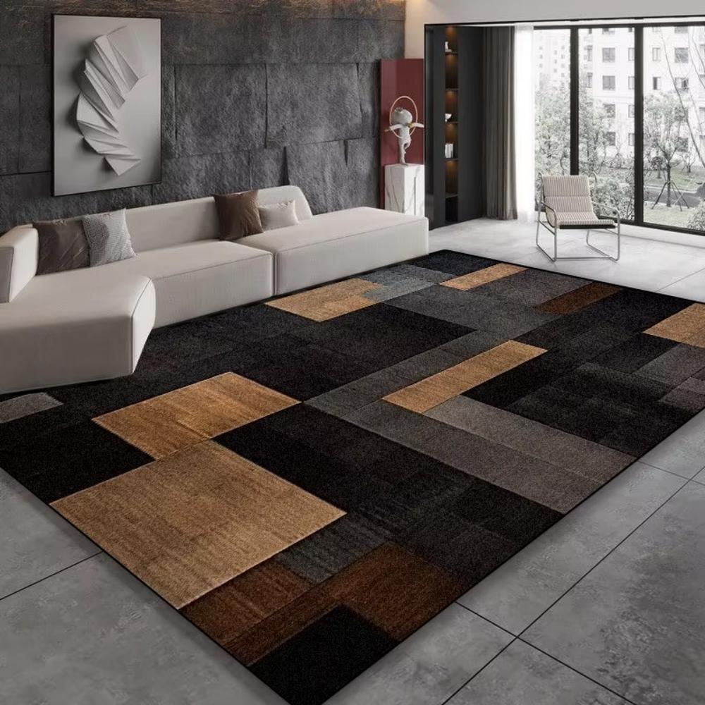 Timeless Black Brown Geometry Carpet for Living Room Decor Bedroom Bedside Soft Floor Mat Home Sofa Coffee Table Nonslip Rugs
