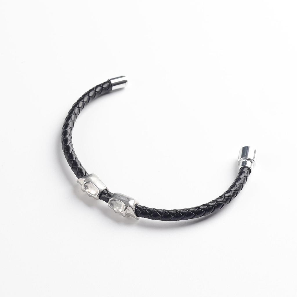 New European American Men's Cowhide Skull Bracelet - Punk Style