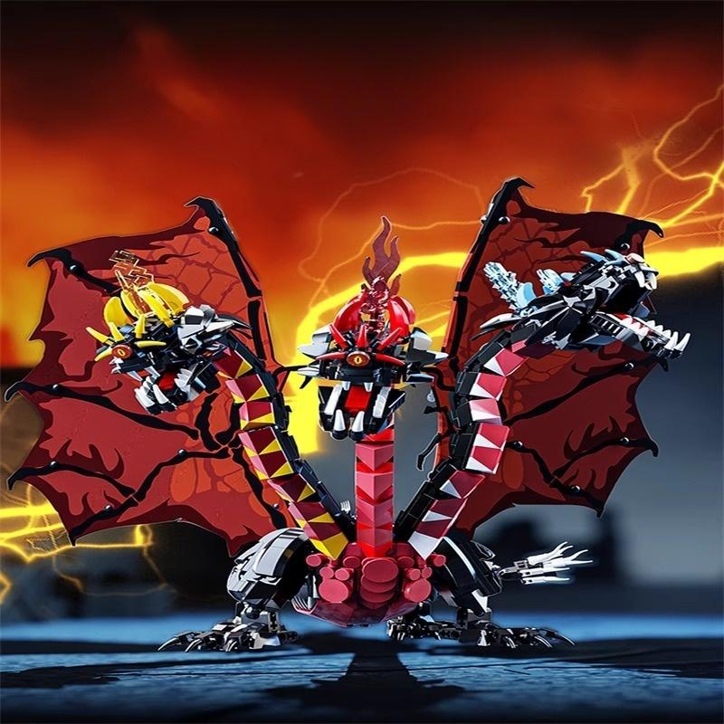 994PCS MOC Building Blocks Set Three Head Flying Dragon Sail Joint Adjustable Wings Movable Da Legend Children's Toy Gift