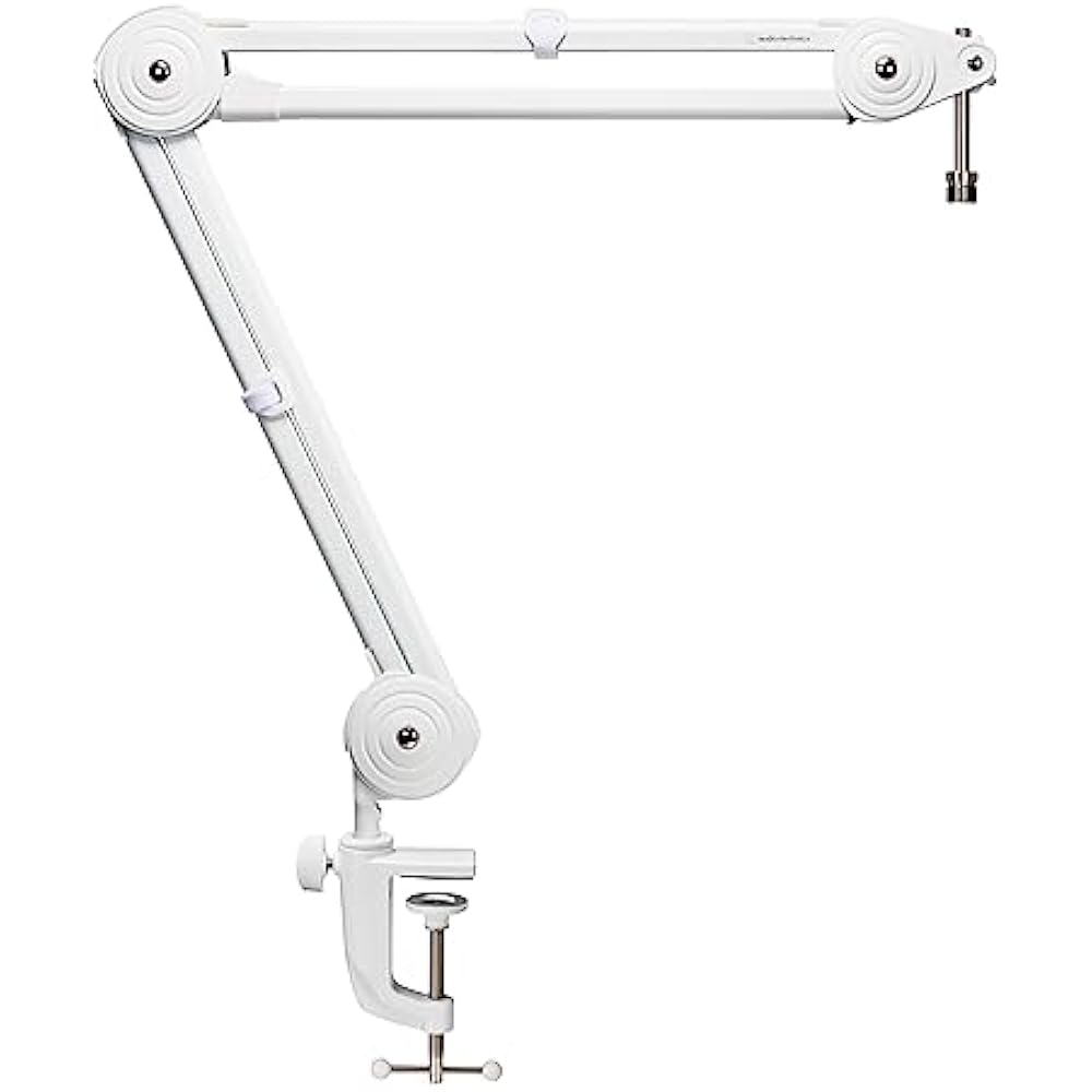 

Audio-Technica AT8700J WH White Microphone Boom Arm Microphone Arm White Microphone Stand for Con...