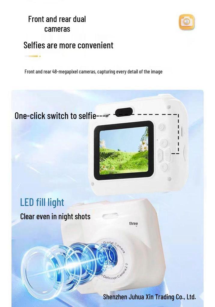 HD Dual-Camera Instant Digital Camera for Campus Students with Photo Transfer to Phone