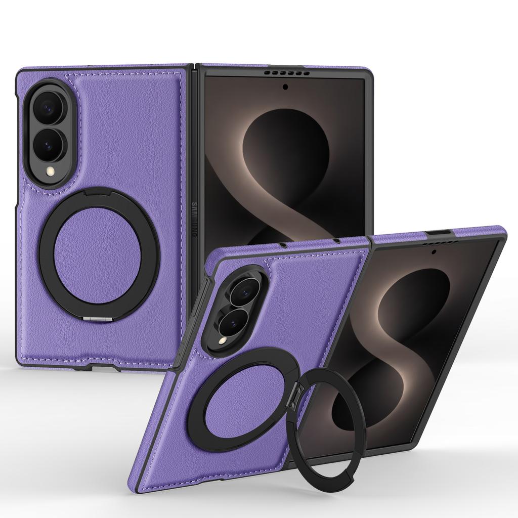 Luxury Business 360 Rotating Magnetic Stand Leather Case for Samsung Z Fold 8 Wide Shockproof for Magsafe Skin Feel Slim Cover