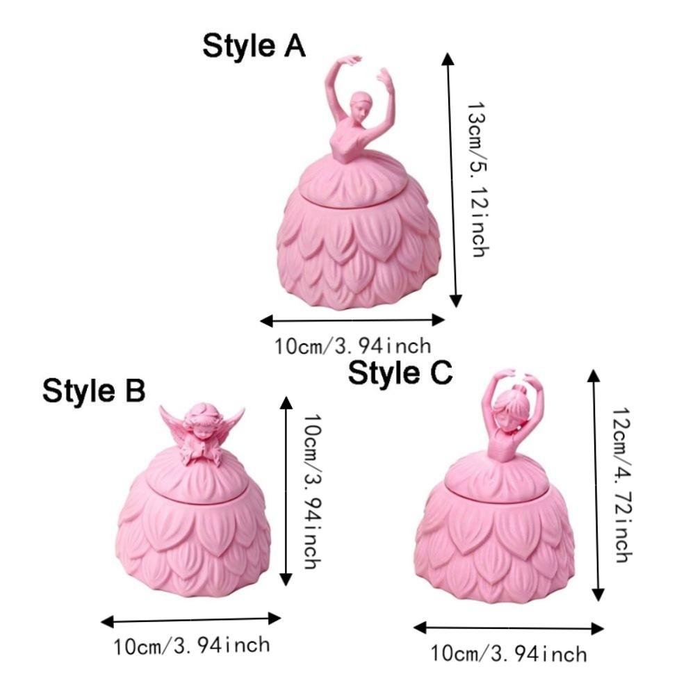 Plastic Angel Trinket Box Pink Jewelry Container Exquisite Ballet Dancer Jewelry Box Table Decor