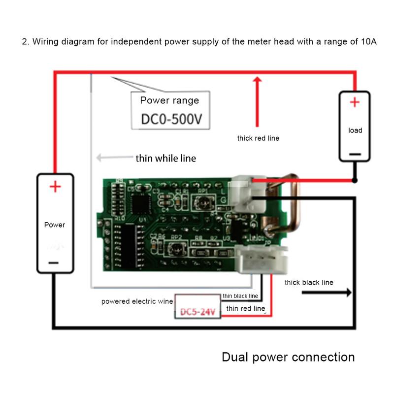 Digital Voltmeter DC 500V 10A Digital Voltmeter Voltage Red Blue Voltmeter Ammeter Volt Meter Gauge Electromobile Motorcycle Car