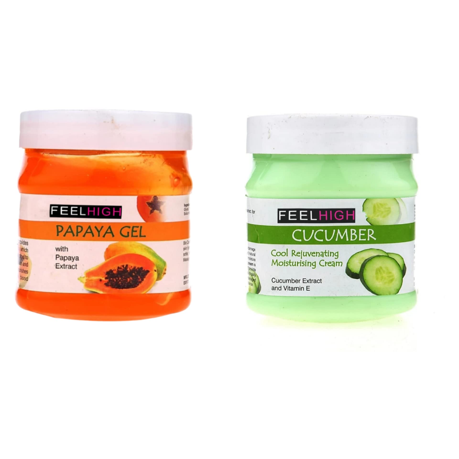 Feelhigh Face & Body Papaya Gel -500gm & Cream 500gm- Facial And Skin care products (Papaya Gel And Cucumber Cream)