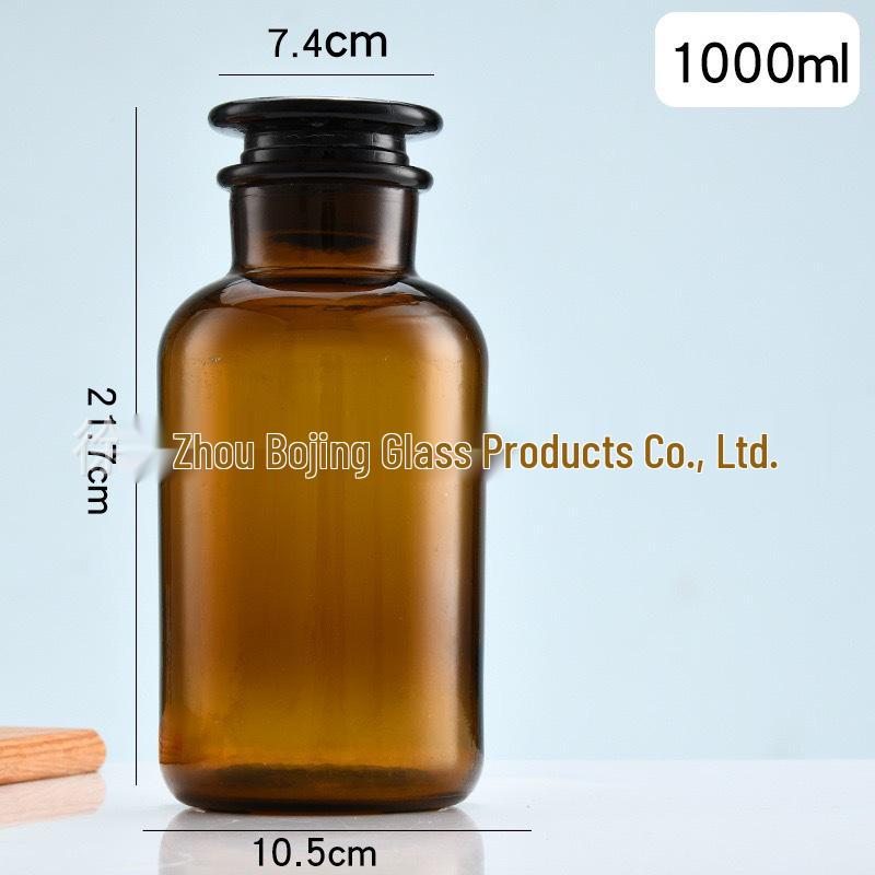 Brown Wide-Mouth 500ml Reagent Bottle with Ground-Glass Stopper