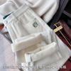 2025 Autumn/Winter Off-White High Waist Fleece-Lined Straight Leg Jeans