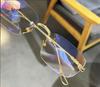 New Rimless Reading Glasses Luxury Women Men Presbyopic Glasses Blue Light Blocking Frameless Far Sight Eyewear Diopter To +4.0