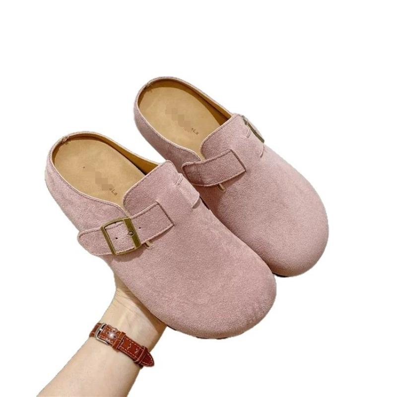 Soft-soled women's thick-soled slippers are worn outside the autumn new lazy people with one foot pedal of Boken bag head and half slippers.