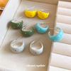 Silver Needle Dripping Oil Polka Dot C-shaped Stud Earrings Fresh and Sweet Cute Wind Earrings Exquisite Light Luxury High-end Earrings Wholesale