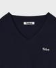 FALLETT Small Story Logo V-Neck Knit Navy