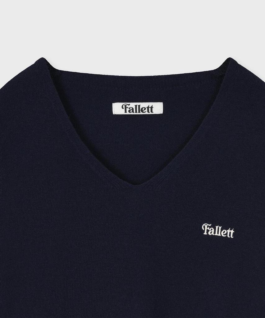 FALLETT Small Story Logo V-Neck Knit Navy