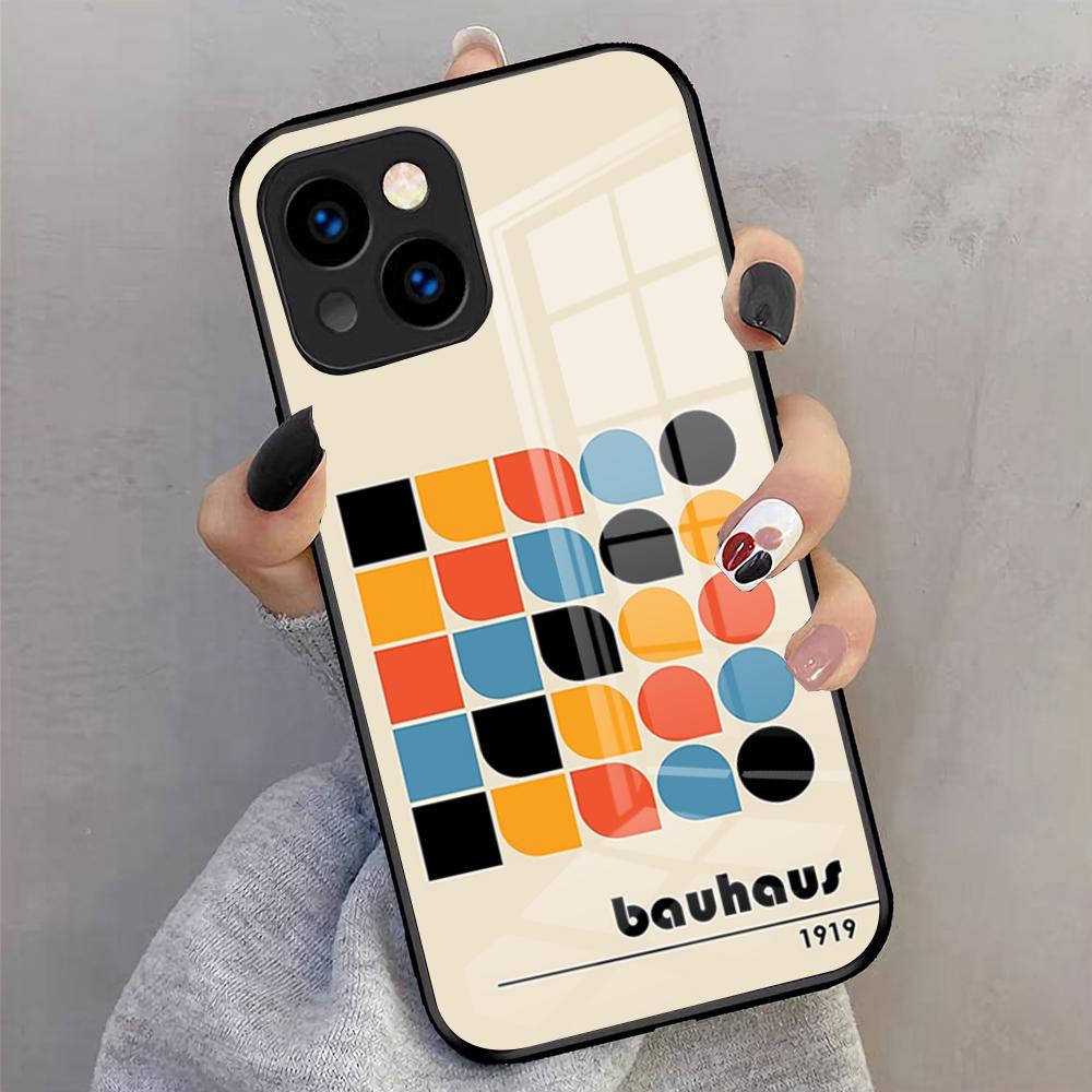 B-Bauhaus-ES Art Phone Case For IPhone 17 Pro Max 16 15 14 Pro Max 13 11 X Xs Xr 8 7Plus Glass Cover