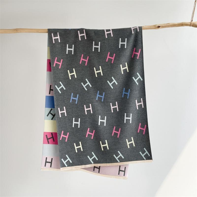 New temperament imitation cashmere warm scarf simple letter scarf colorful striped outer shawl with coat