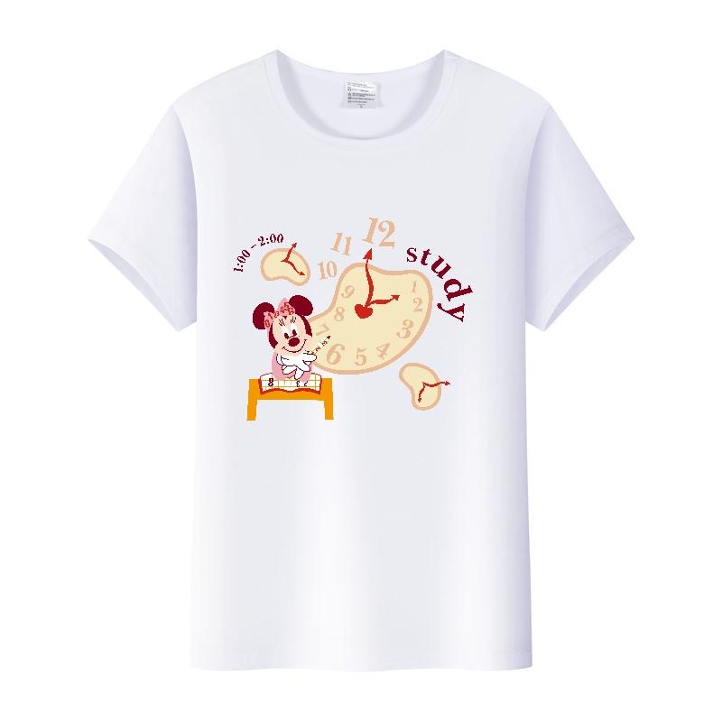 Casual Disney Cartoon Minnie Summer Blouses Men T-shirt White 2000s Tees Women Tshirt Ladies Mickey Mouse Tops Oversized Clothes