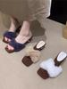 High heels French temperament purple fluffy slippers women's outer wear 2025 new autumn one-word plush cotton slippers