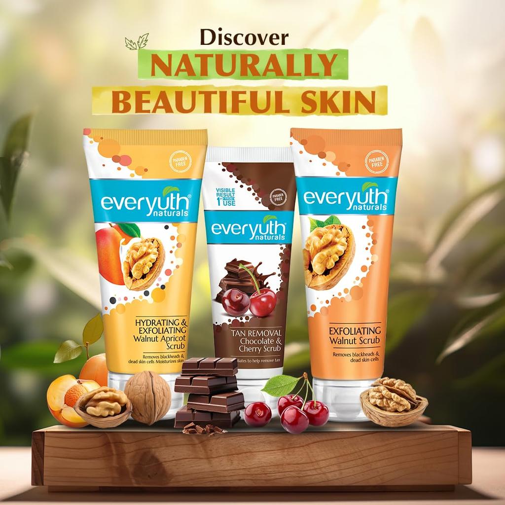 Everyuth Naturals Exfoliating Walnut Scrub 200g Tube Deep Cleansing Face Scrub for Smooth Bright Skin