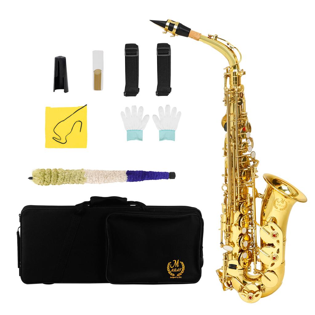 M MBAT Sax Model Gold Lacquer E Flat Alto Saxophone Eb Professional High Brass Tube Materical with Case Gloves Accessories