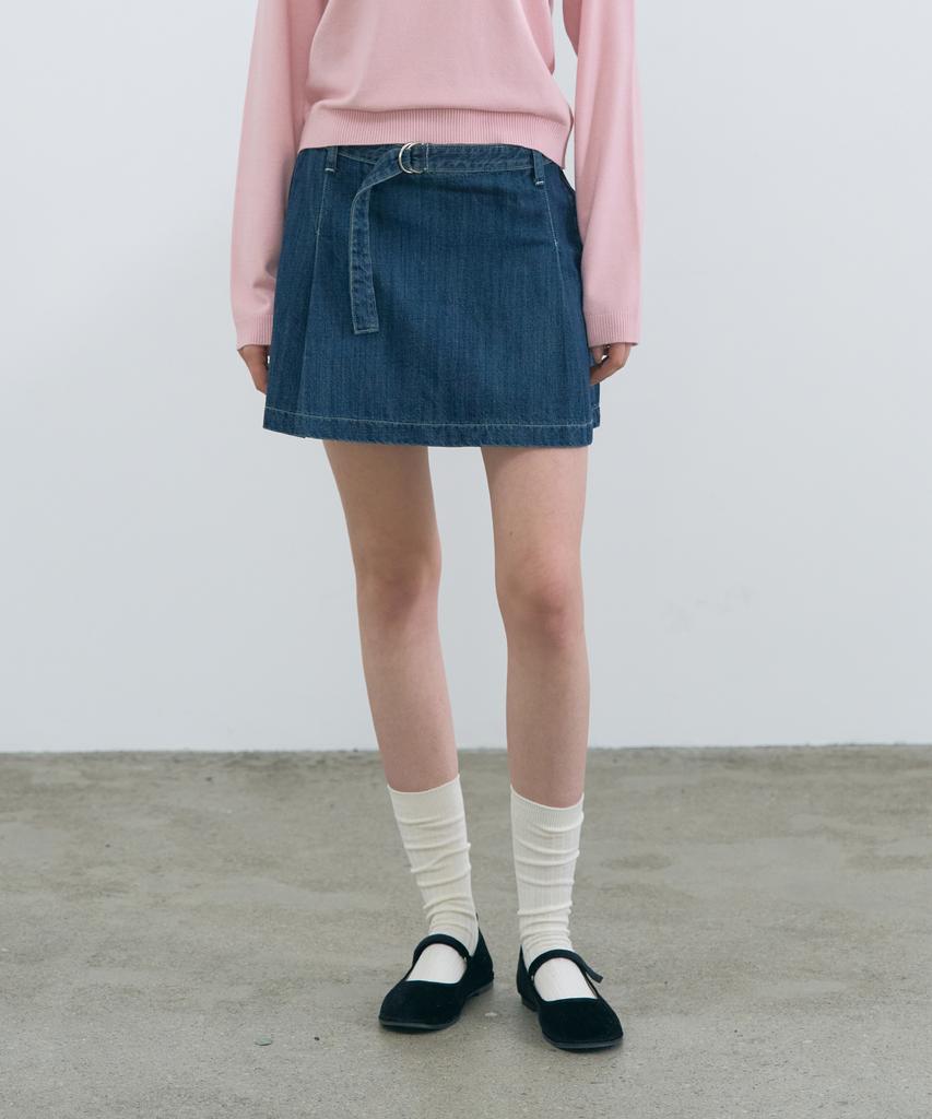 Pandora Fit Iris Ring Denim Skirt (Deep Blue)