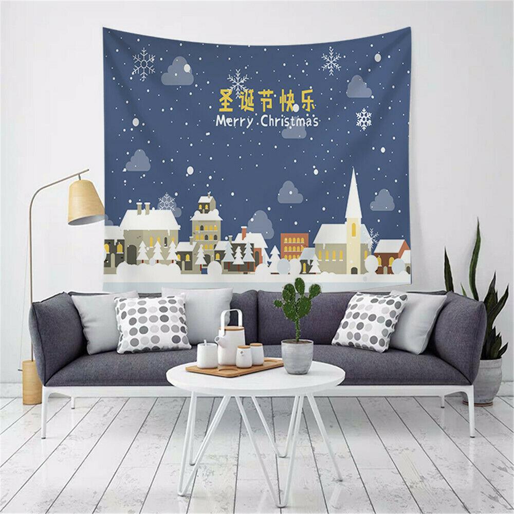 Merry Christmas Tapestry Santa Claus Reindeer Wall Decoration Backdrop Fabric Christmas Party Home Decor Tapestry Tapiz Navideño