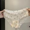 Women's Thin Pure Desire To Print Lace Sexy Wave Edge Breathable Seamless Cotton Bottom Crotch Underwear