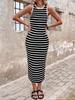 In-Stock New European & American Striped Spring Dress with Round Neck