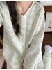 Layered Long Sleeve Cotton Quilted Pajamas Set for Women - Autumn/Winter Casual Cardigan Homewear