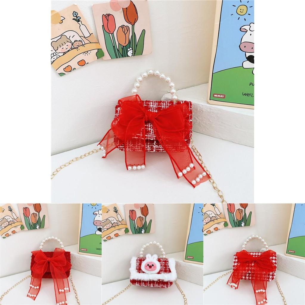 Charming Cartoon Style Red Pu Childrens Handbag With Breathable And Durable Design For Young Girls