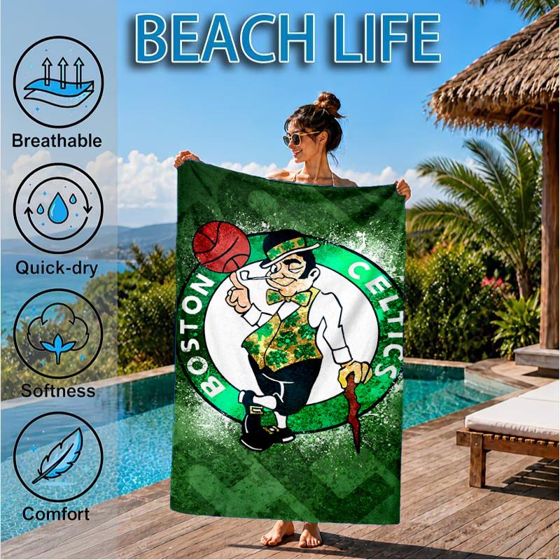 Celtics Logo Beach Towel, Microfiber Beach Towel, Perfect For Pool, Beach, Travel, Home Decor Beach Party Fan Gifts